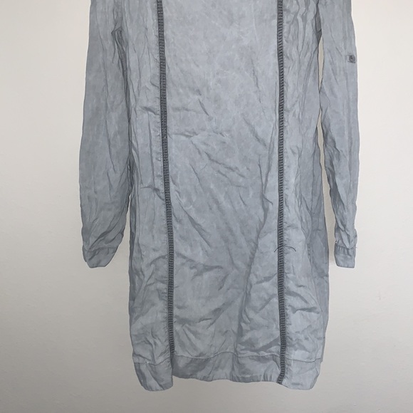 Cloth and Stone Gray Long Sleeve Tie Neck Shift Mini Dress - Picture 4 of 8